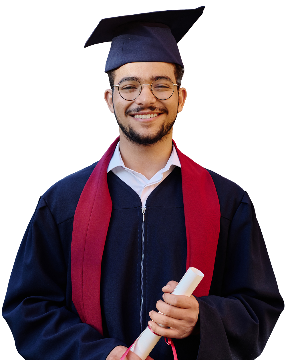 Graduate using CV Ping on phone